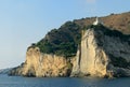 Lighthouse on cliff of Cape Miseno, Bacoli - Naples Ã¢â¬â Italy Royalty Free Stock Photo